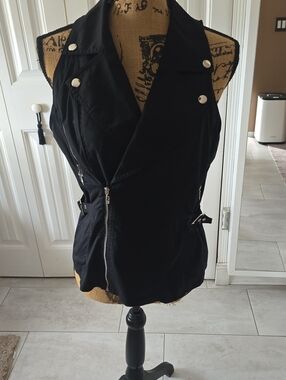 Bebe Black Sleeveless  Vest with Silver Hardware